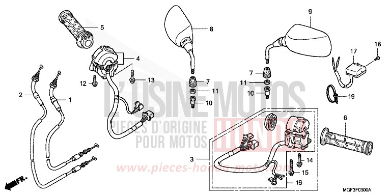 COMMUTATEUR/CABLE/MIROIR de SILVER WING TITANIUM METALLIC (YR183) de 2011